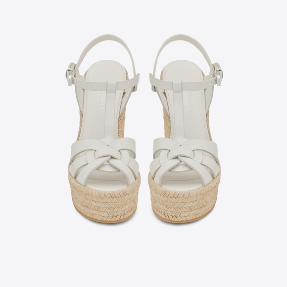 YSL Saint Laurent TRIBUTE ESPADRILLES WEDGE in White - Picture 1 of 5